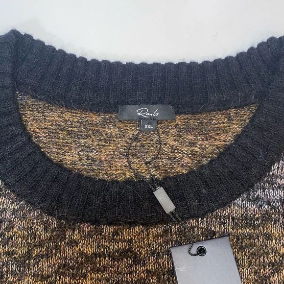 Rails Hailey Black Rainbow Wool Mohair Crewneck Sweater 2XL Balloon Sleeves NWT - Picture 6 of 11